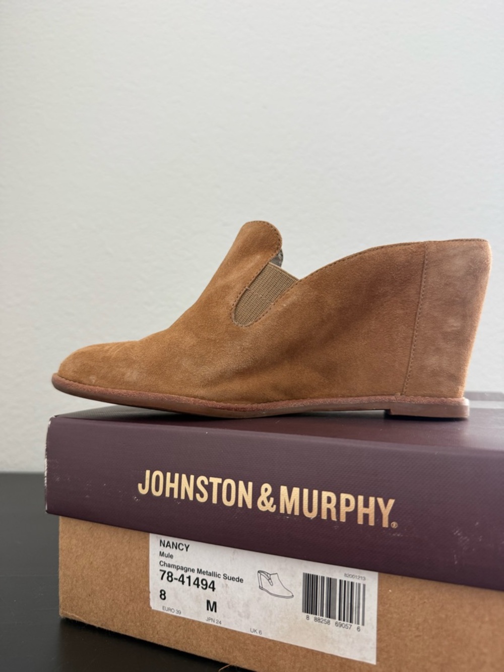 Johnston & Murphy Chestnut Suede Wedge Slip-On